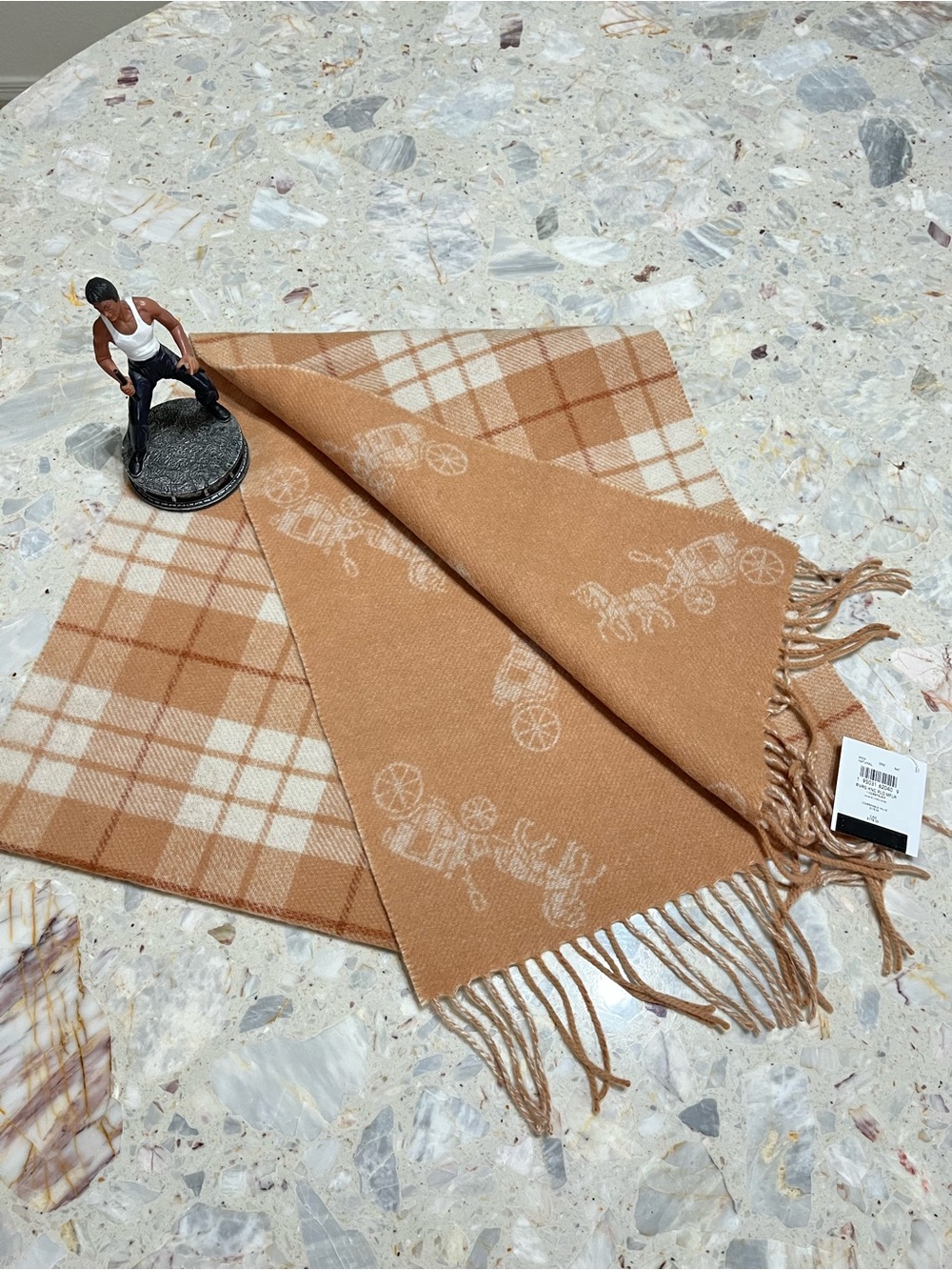 Coach Reversible Horse And Carriage Plaid Print Muffler NWT